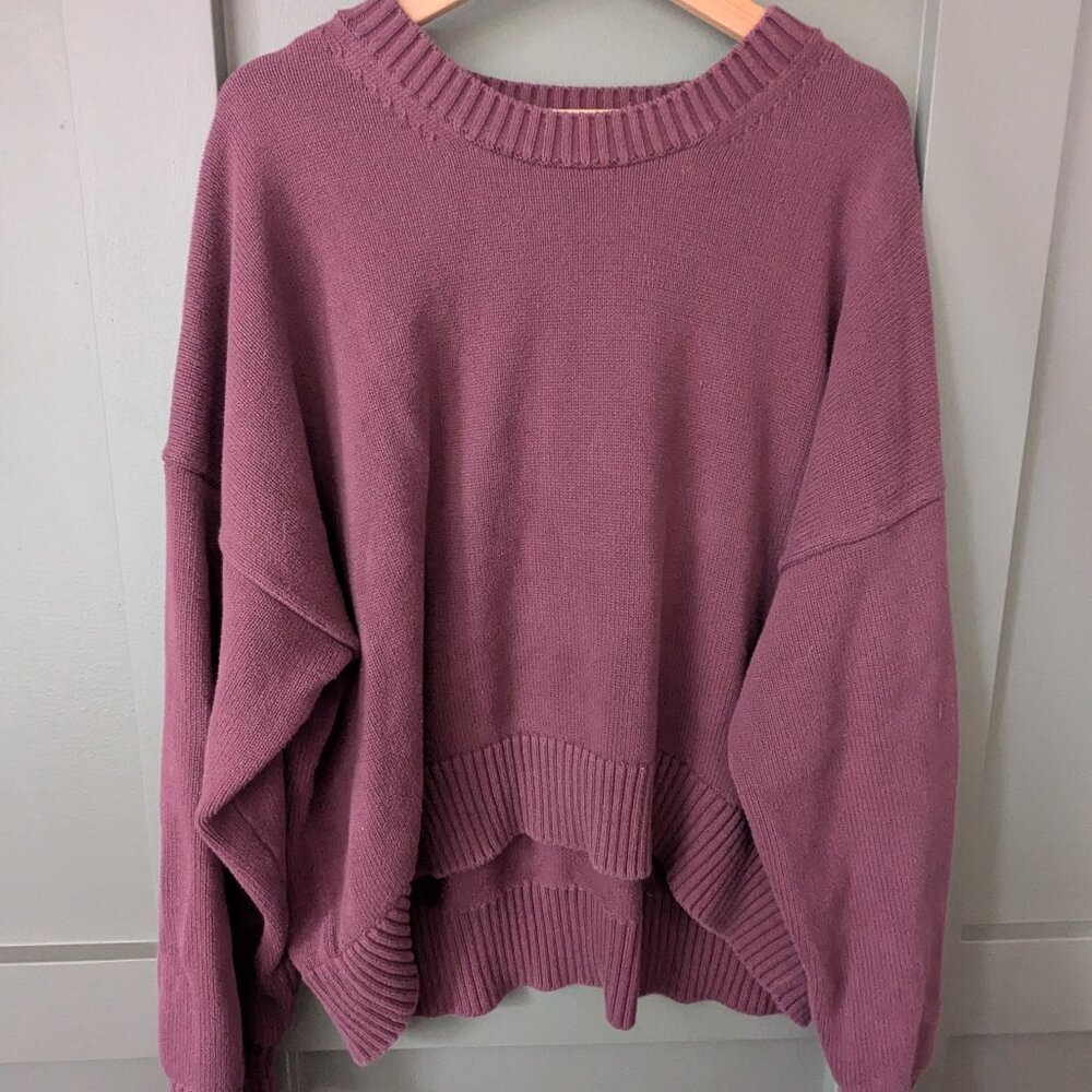 Quince 100% Organic Cotton Boyfriend Crew Sweater - Eggplant